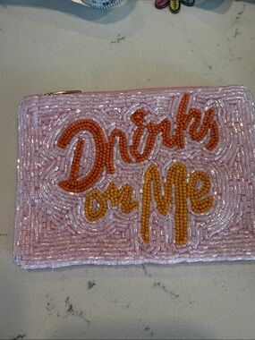 nwt drinks on me seeded pouch